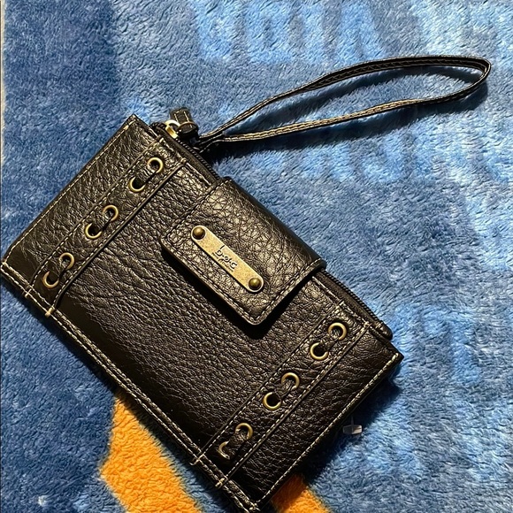 b.o.c. Black Leather Wristlet with Gold Accents - Picture 1 of 4